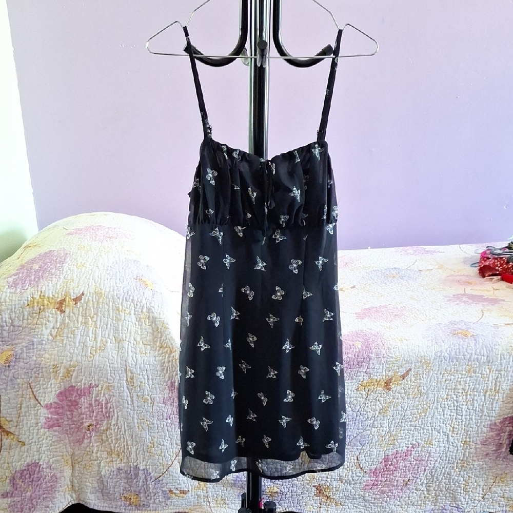 H&M Divided Black Dress with Floral Pattern